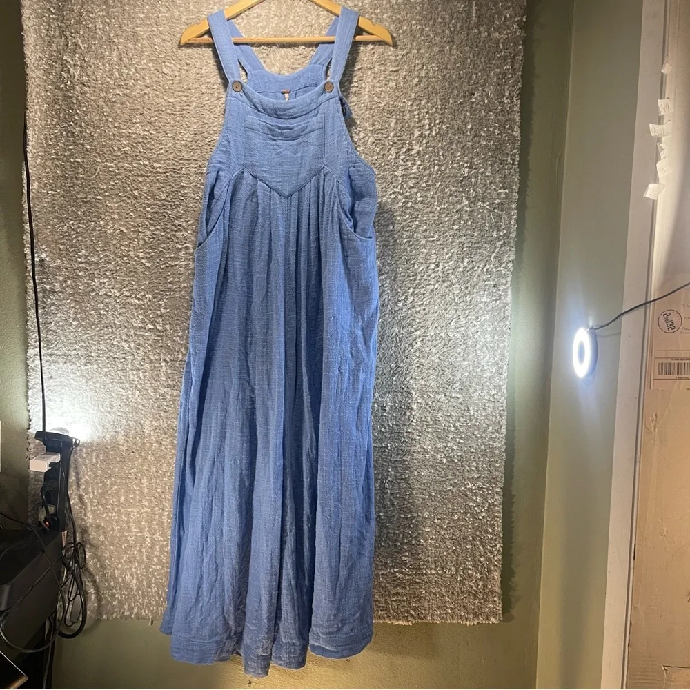 Free People Free-Est Sun-Drenched Overalls Jumpsuit Wide-Leg Slouchy XS Bohemian - Picture 2 of 13